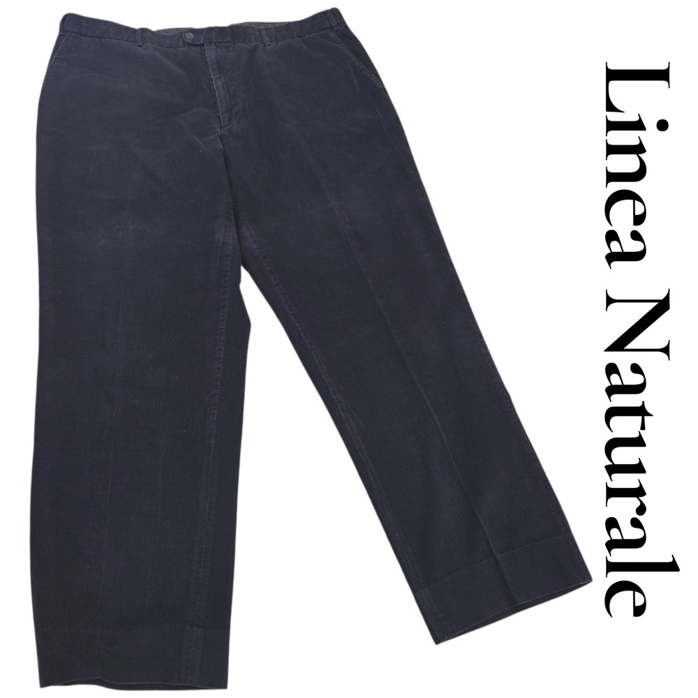 Linea‎ Naturale Mens Navy Blue Corduroy Pants Flat Front Straight Leg Size 40x29